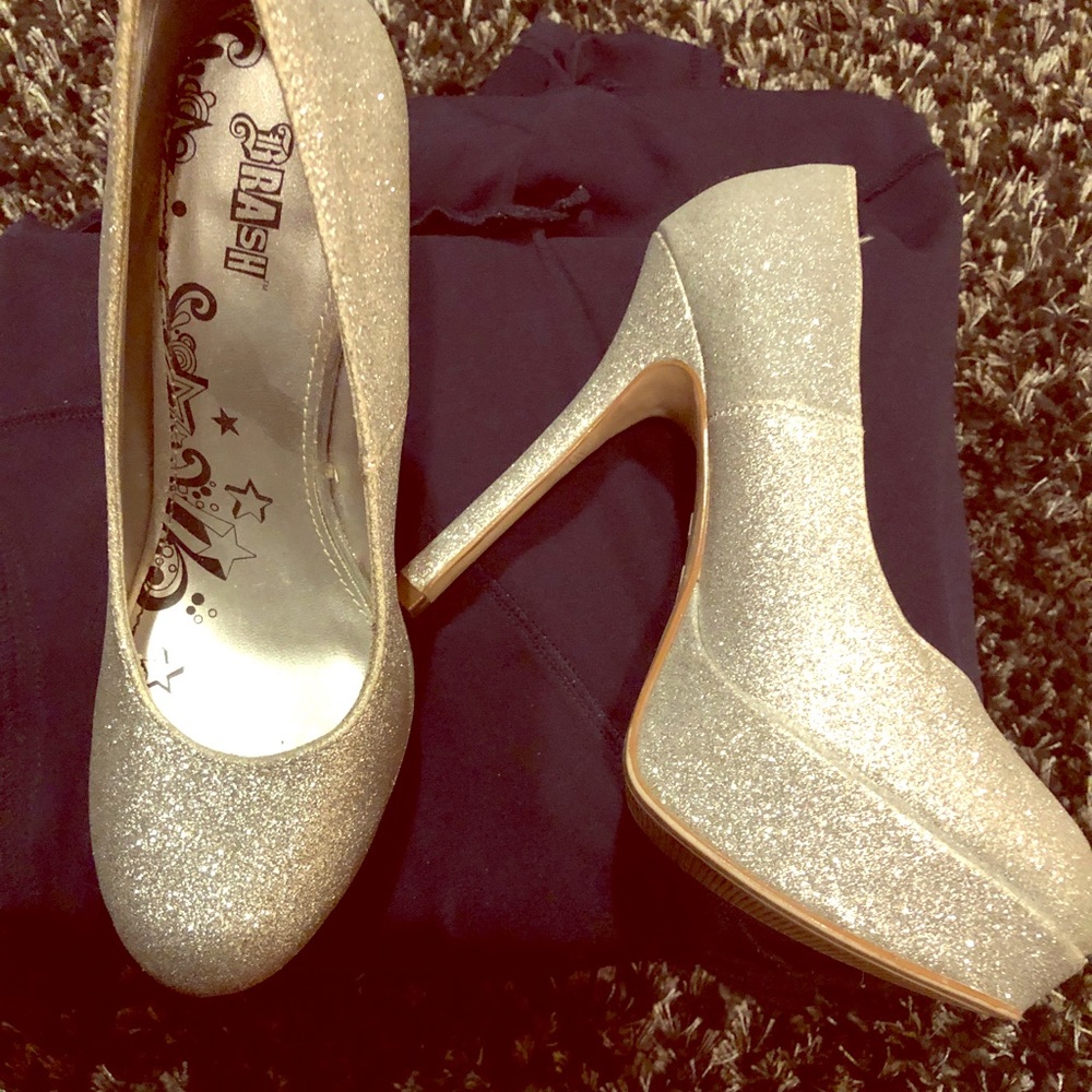 Silver glitter platforms